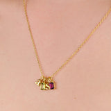 Personalized Two Birthstone Two Initial Necklace For Mom | 14k Gold Filled