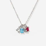 Initial Necklace with Birthstones | Family Birthstone Jewelry
