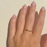 spiral gold vermeil ring clear stone accent