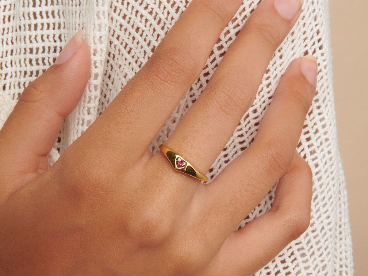 Little Sky Stone Serpentine Garnet Ring - Gold