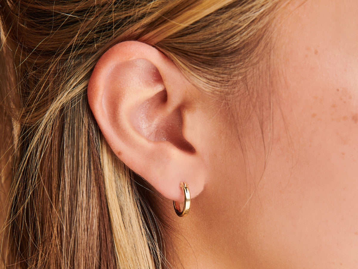 Thick Mini Hoop Earrings | Everyday Earrings in Sterling Silver or 14K Gold Fill 14K Gold Fill