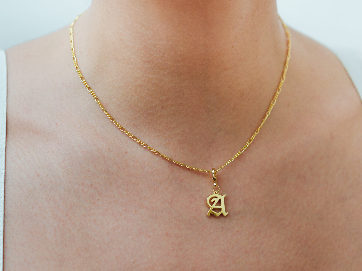 Old english initial hot sale necklace solid gold