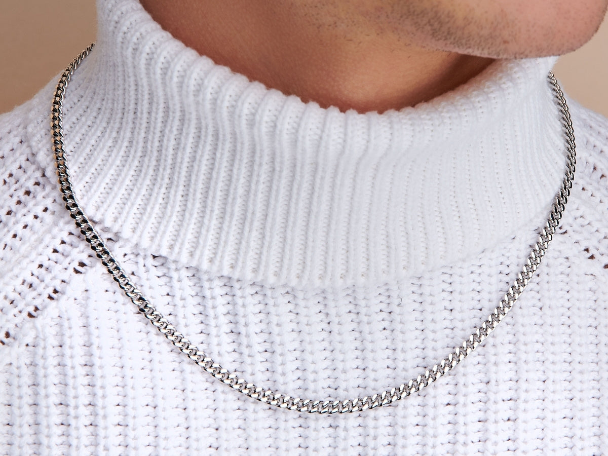 Mens small silver on sale chain