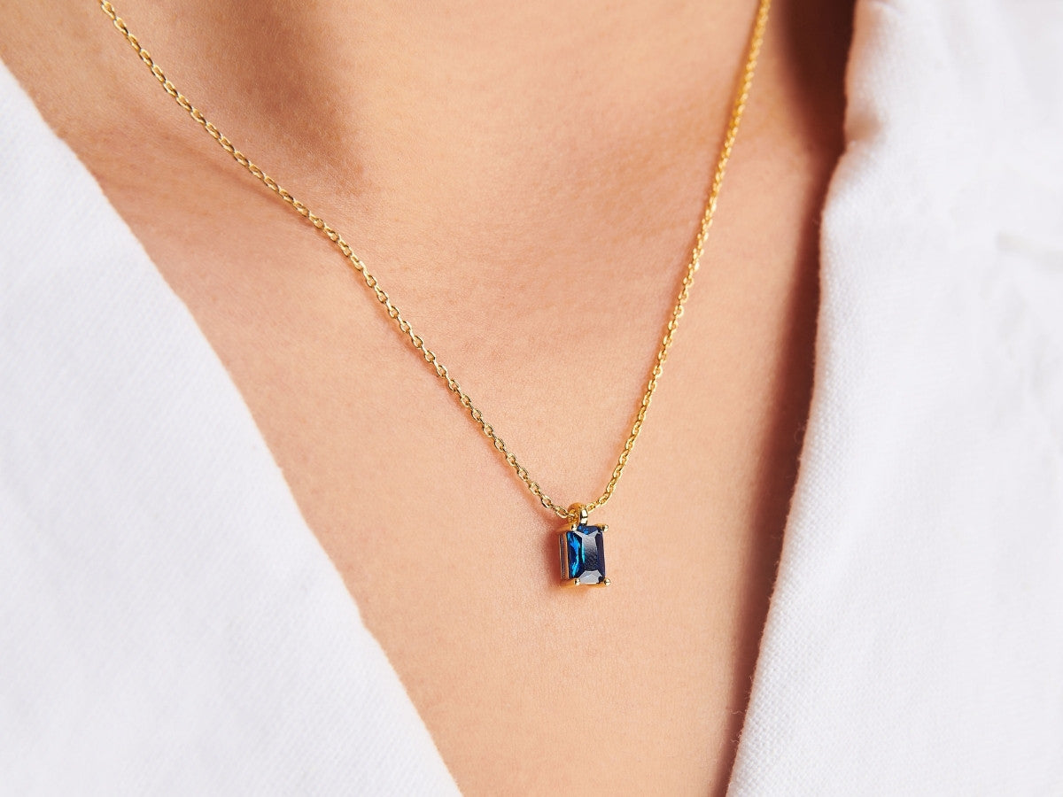 Blue Sapphire Pendant Necklace for Men | Mens Sapphire Necklace – Ella Joli